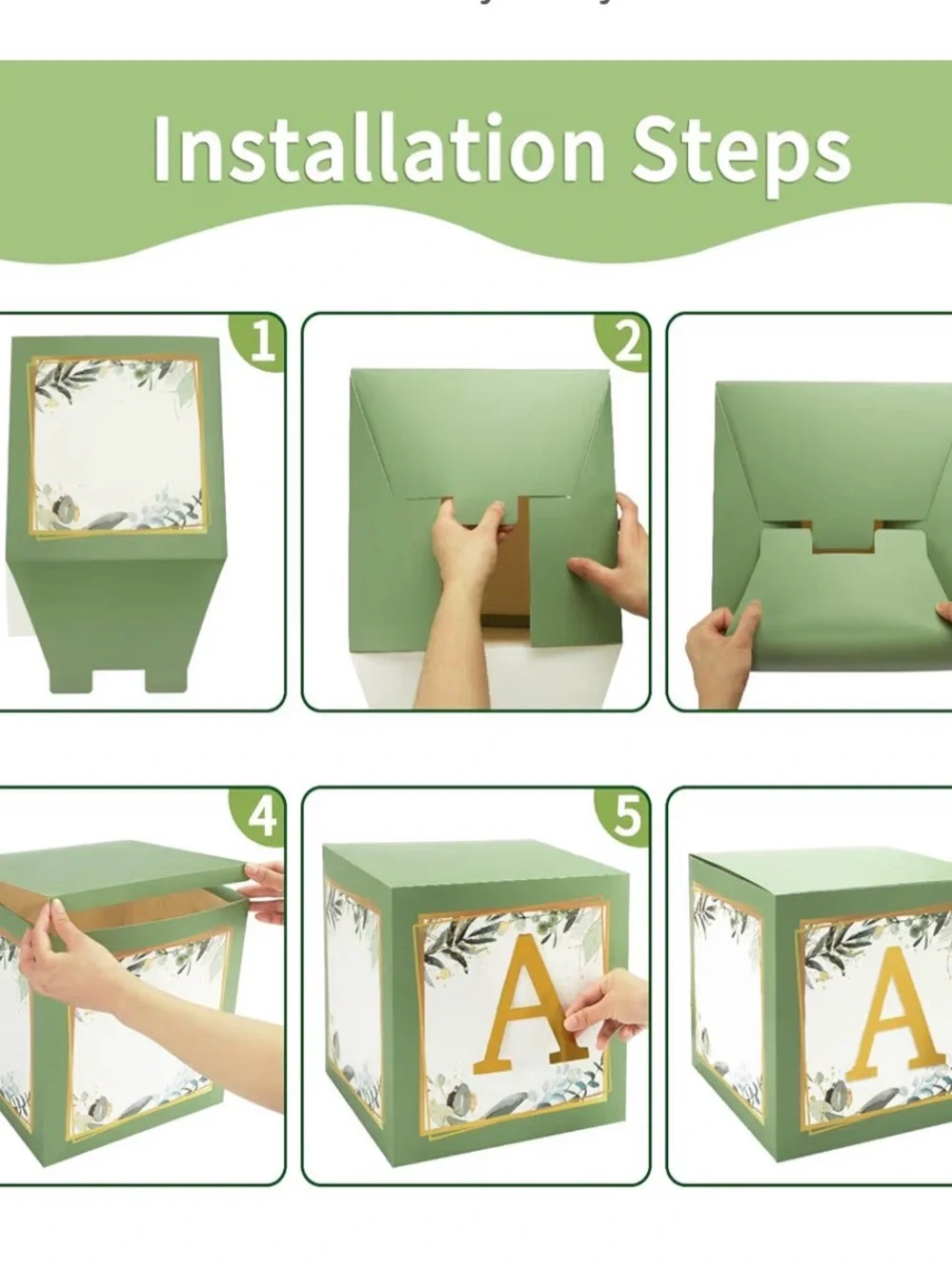 GREEN Gold 'BABY' Stacking Blocks Party Decor
